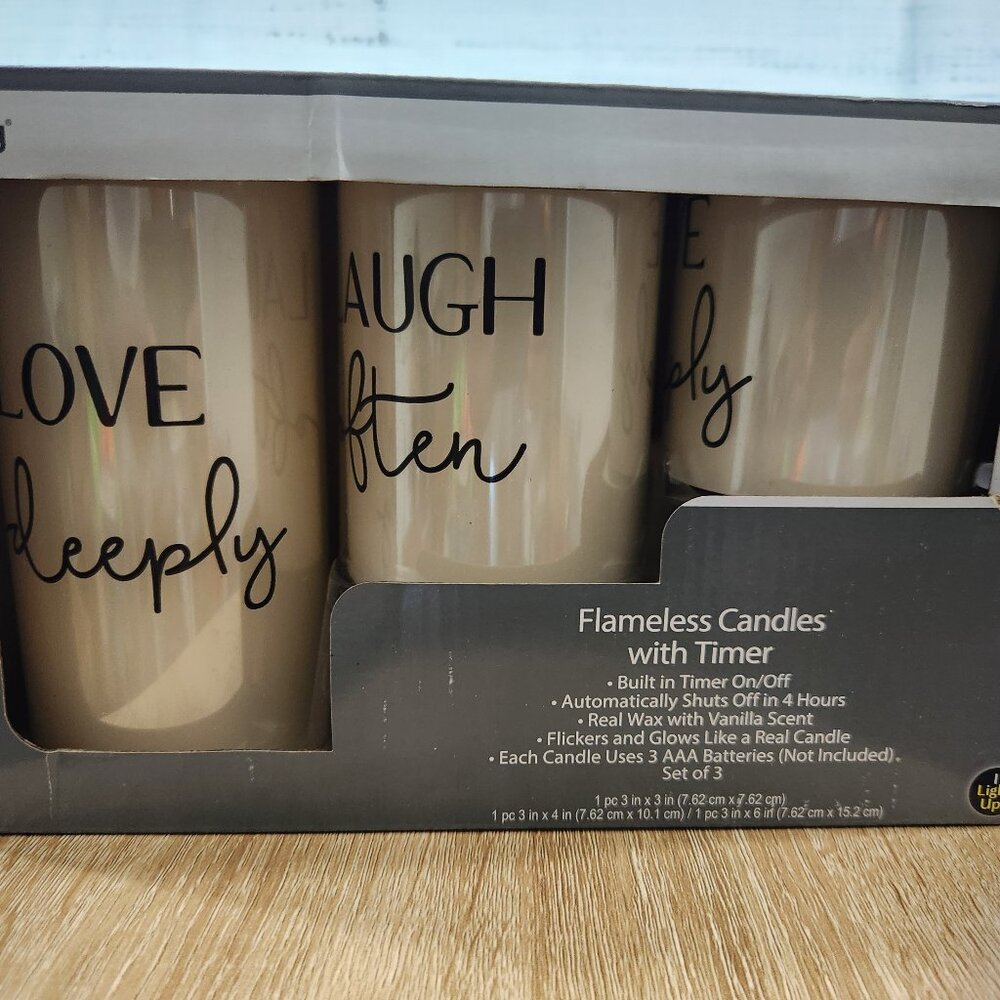 True Living Flameless Candles With Timer Set of 3 Decorative